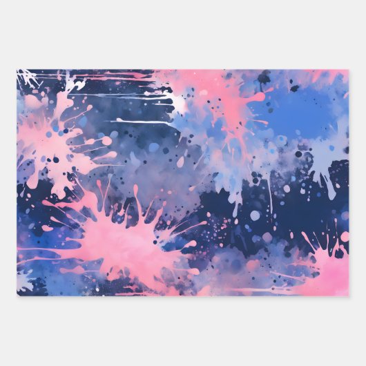 Farbenfrohe Spritzer Paint Art Wrapping Paper Shee Geschenkpapier Set (Vorderseite)