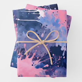 Farbenfrohe Spritzer Paint Art Wrapping Paper Shee Geschenkpapier Set