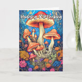 Farbenfrohe Sprouting Mushroom-Illustration Karte (Vorderseite)