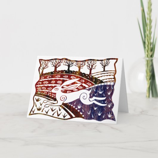 Farbenfrohe Sprung Hare Karte (Vorderseite)