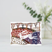 Farbenfrohe Sprung Hare Postkarte (Stehend Vorderseite)