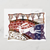 Farbenfrohe Sprung Hare Postkarte (Vorne/Hinten)