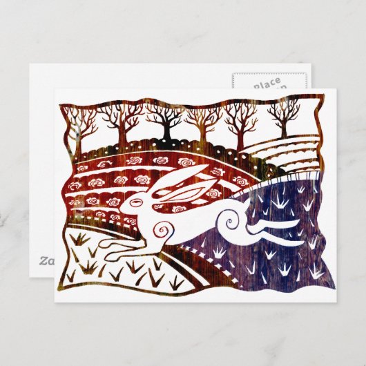 Farbenfrohe Sprung Hare Postkarte (Vorne/Hinten)