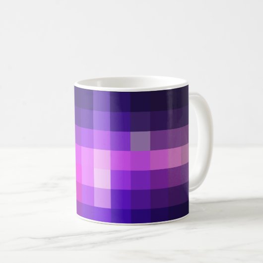 Farbenfrohe Square Mosaik Lila/Magenta/Marine Kaffeetasse (VorderseiteRechts)