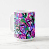 Farbenfrohe Squiggles Abstrakte Kunst Kaffeetasse (Vorderseite Links)