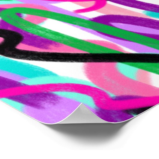 Farbenfrohe Squiggles Abstrakte Kunst Poster (Ecke)