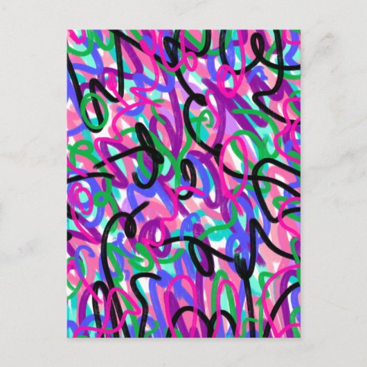 Farbenfrohe Squiggles Abstrakte Kunst Postkarte (Vorderseite)
