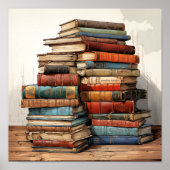 Farbenfrohe Stack der alten Bücher Poster (Vorne)