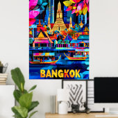 Farbenfrohe Stadt Bangkok Vibranly Skyline Poster (Heimbüro)