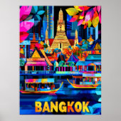 Farbenfrohe Stadt Bangkok Vibranly Skyline Poster (Vorne)