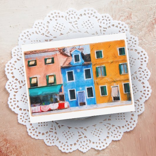 Farbenfrohe Stadt Burano Italien Postkarte
