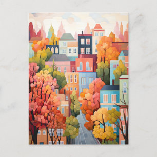 farbenfrohe Stadt Postkarte