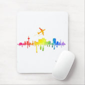 Farbenfrohe Stadt und Flugzeug Mousepad (Mit Mouse)