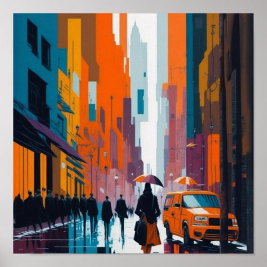 Farbenfrohe Stadtmalerei | Wanddekor Poster (Vorne)