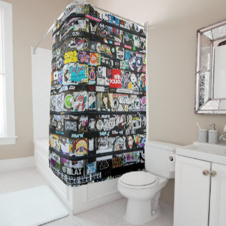 Farbenfrohe Stadtstraße Kunst Duschvorhang