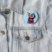 Farbenfrohe Staffy Bull Terrier Cyberpunk Design, Button (Beispiel)