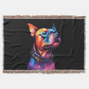 Farbenfrohe Staffy Bull Terrier Cyberpunk Design, Decke