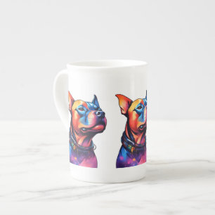 Farbenfrohe Staffy Bull Terrier Cyberpunk Design, Porzellantasse