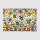 Farbenfrohe Stain Glass Bees Seidenpapier (Vorderseite)