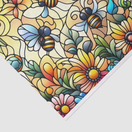 Farbenfrohe Stain Glass Bees Seidenpapier (Ausschnitt)