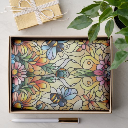 Farbenfrohe Stain Glass Bees Seidenpapier (Geschenk)
