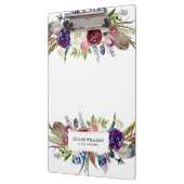 Farbenfrohe Stammesfedern und Blume-Bouquet Klemmbrett (Links)