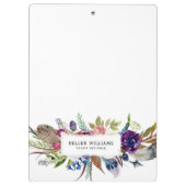Farbenfrohe Stammesfedern und Blume-Bouquet Klemmbrett (Rückseite)