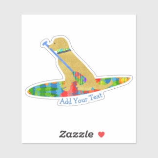 Farbenfrohe Standup Paddle Board Golden Retriever Aufkleber