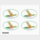 Farbenfrohe Standup Paddle Board Golden Retriever Ovaler Aufkleber (Blatt)