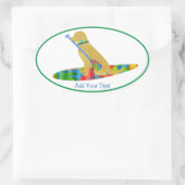 Farbenfrohe Standup Paddle Board Golden Retriever Ovaler Aufkleber (Tasche)