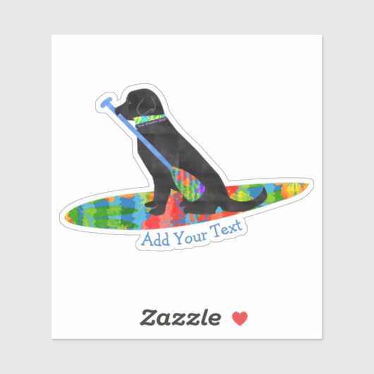Farbenfrohe Standup Paddle Board Preppy Black Lab Aufkleber (Blatt)