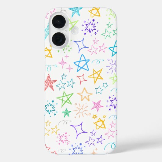 Farbenfrohe Star Doodle iPhone Case (Rückseite)