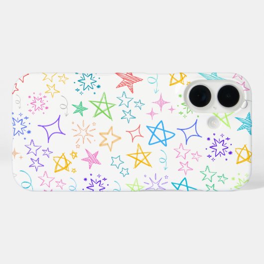 Farbenfrohe Star Doodle iPhone Case (Rückseite (Horizontal))