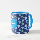 Farbenfrohe Star Fish Muster Individuelle Name Mon Tasse (VorderseiteRechts)
