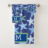 Farbenfrohe Star Fish Nahtloses Muster Monogramm Badhandtuch Set (Insitu)