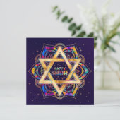 Farbenfrohe Star von David Mandala Happy Hanukkah Karte (Stehend Vorderseite)