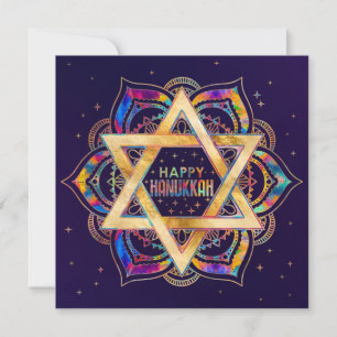 Farbenfrohe Star von David Mandala Happy Hanukkah  Karte