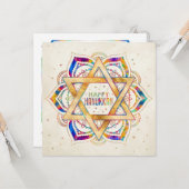 Farbenfrohe Star von David Mandala Happy Hanukkah Karte (Vorderseite/Rückseite Beispiel)