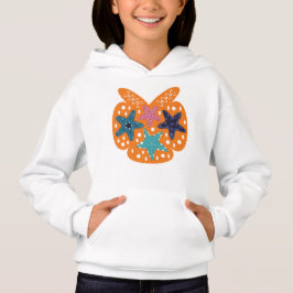Farbenfrohe Starfische mit orangefarbenem Hintergr Hoodie