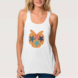Farbenfrohe Starfische mit orangefarbenem Hintergr Tank Top