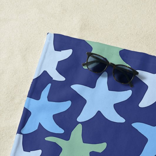 Farbenfrohe Starfish Nahtloses Muster Monogramm Strandtuch (Beispiel)