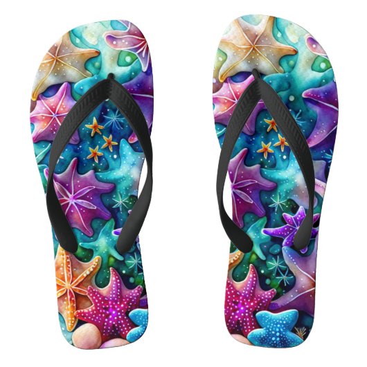 Farbenfrohe Starfish-Paare von Flip Flops Badesandalen (Fußbett)
