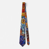Farbenfrohe Starry Night Illustration Neck Tie Krawatte (Vorderseite)
