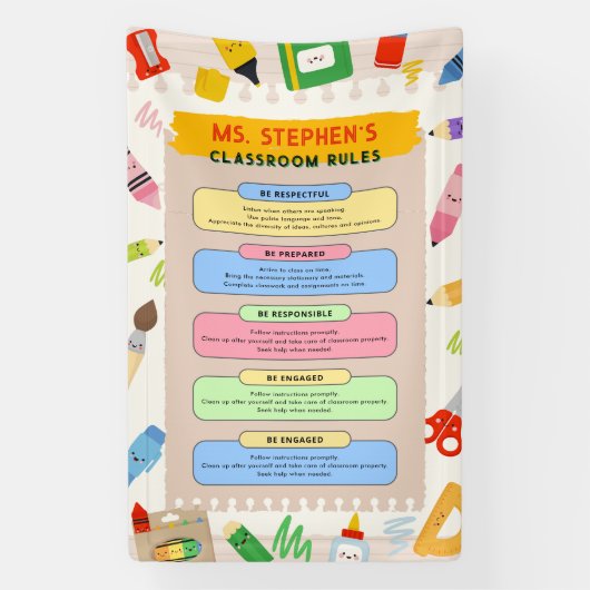 Farbenfrohe Stationärlehrerregeln Banner (Vertikal)