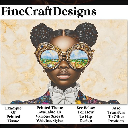 Farbenfrohe Steampunk Dark Skin Girl AD3L Decoupag Seidenpapier