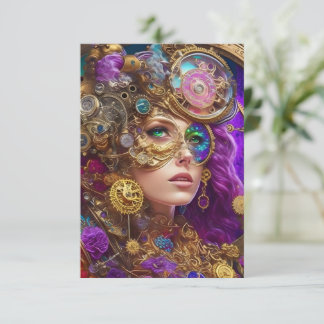 Farbenfrohe Steampunk Flat Danke Karte