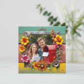 Farbenfrohe Steampunk Personalisiert Wedding RSVP Save The Date (Stehend Vorderseite)