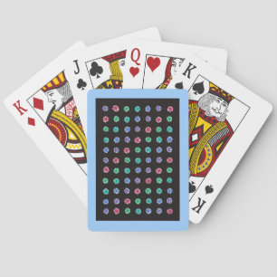 Farbenfrohe Sterne auf Pastellflächen auf schwarze Spielkarten