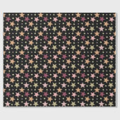Farbenfrohe Sterne auf schwarz Geschenkpapier (Flach)