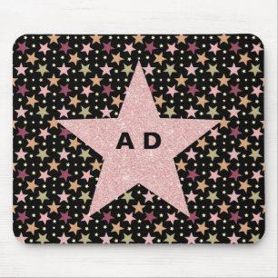 Farbenfrohe Sterne auf schwarz Mousepad